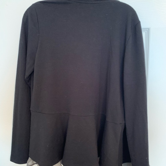 LOGO Lounge by Lori Goldstein French Peplum Cardigan with chiffon trim - Picture 3 of 5